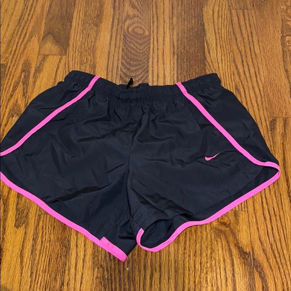 Girls pink and black Nike shorts